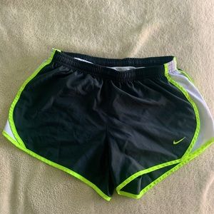 Nike black/neon green/white athletic shorts